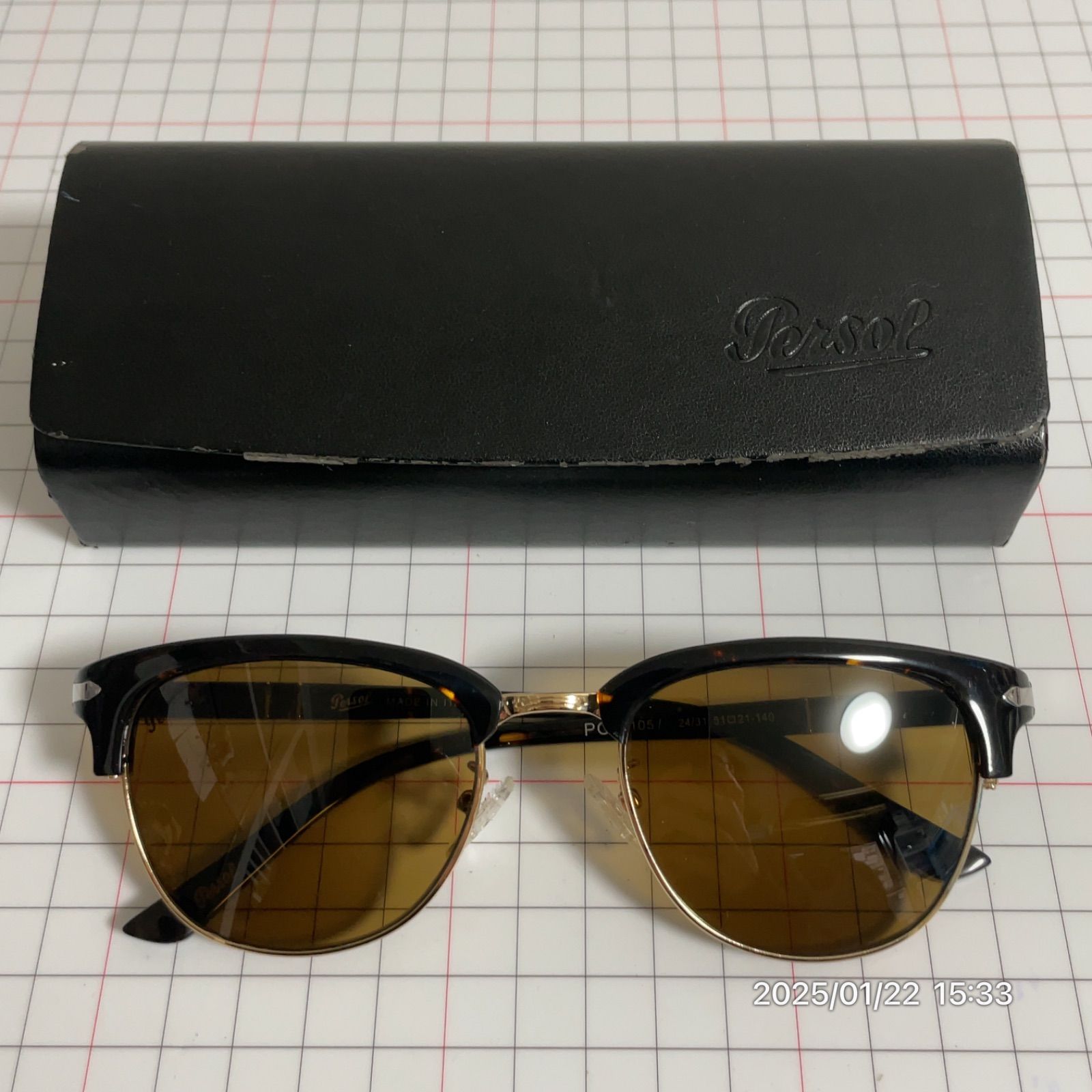 美品 Persol ペルソール ナイロール ウェリントン ブラウンカラー 