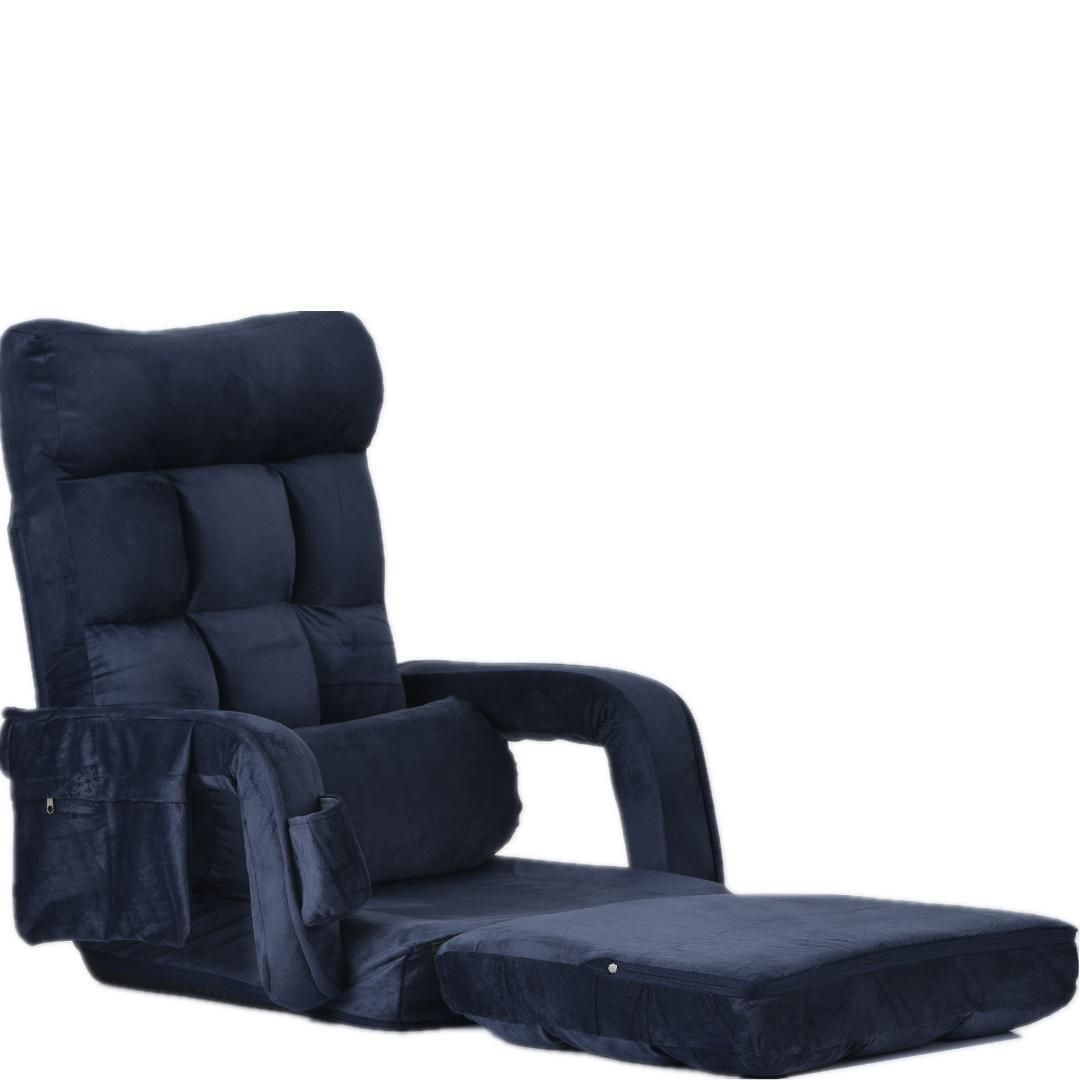 座椅子リクライニング14段ギアリクライニングチェアー ファブリック【ダークブルー Amazon｜KJUUJE座椅子 リクライニング 14段ギア リクライニング