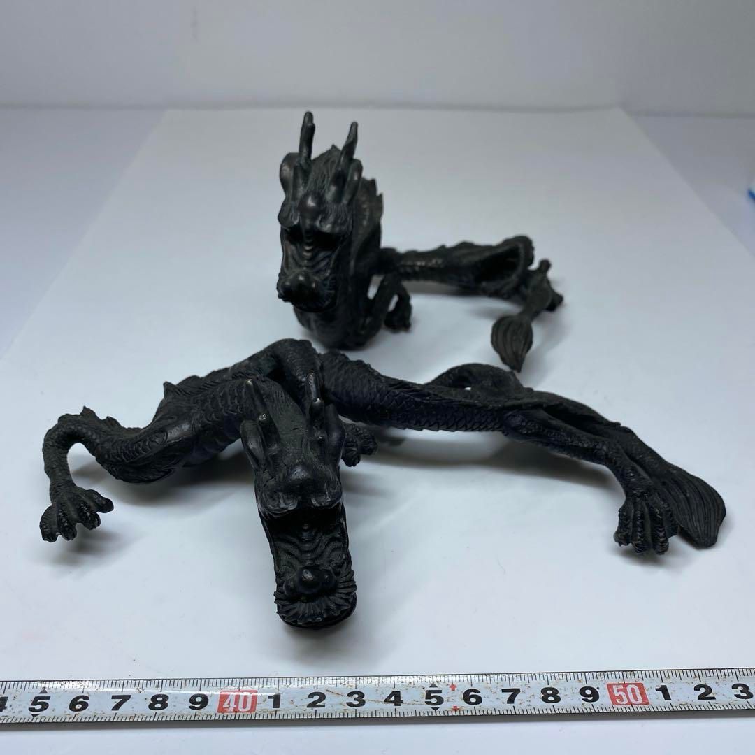 古銅 双龍 ブロンズ 置物 1687g 東さ6-0909