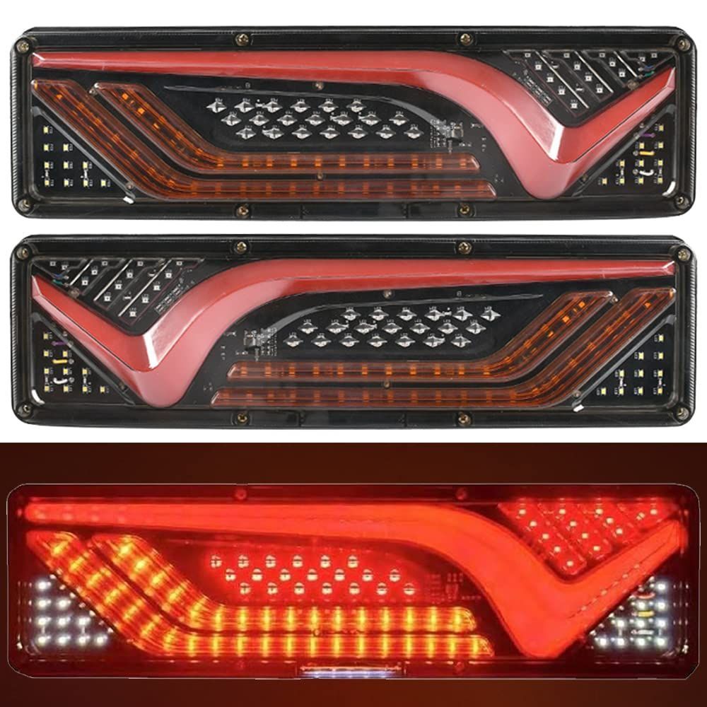 新品 トラック LED テールランプ 24V 薄型 シーケンシャル 流れる V字 汎用 左右セット (46cm)