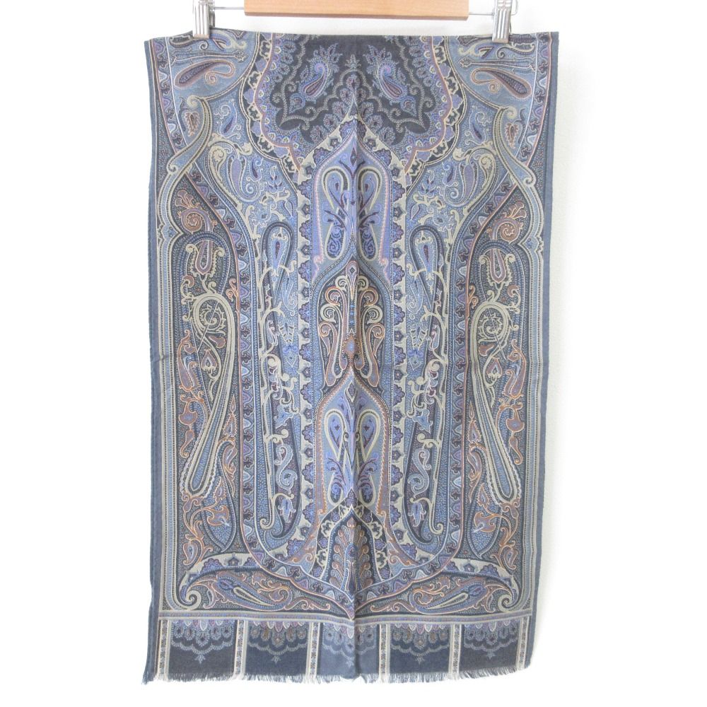 ETRO ペイズリー柄ストール フリンジ付き アンティーク感おしゃれ 新品・タグ付き】ETRO エトロ ペイズリー柄 ストール イタリア製