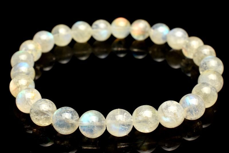 レインボーシラー オーロラシラー ムーンストーン ブレスレット 7.5㎜ 16㎝