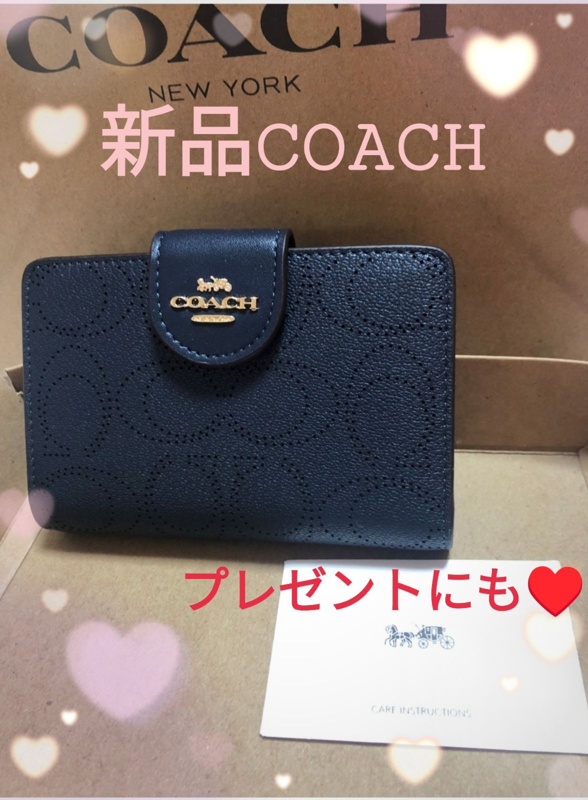 ✨COACH✨二つ折り ミッドナイト パフォレイテッド シグネチャー