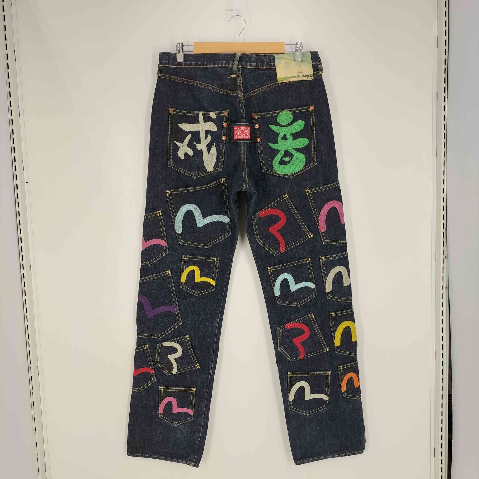エヴィス メニーポケット 34インチ　超美品‼️ エヴィス EVISU 刺繍 メニーポケット 黄耳 デニムパンツ メンズ