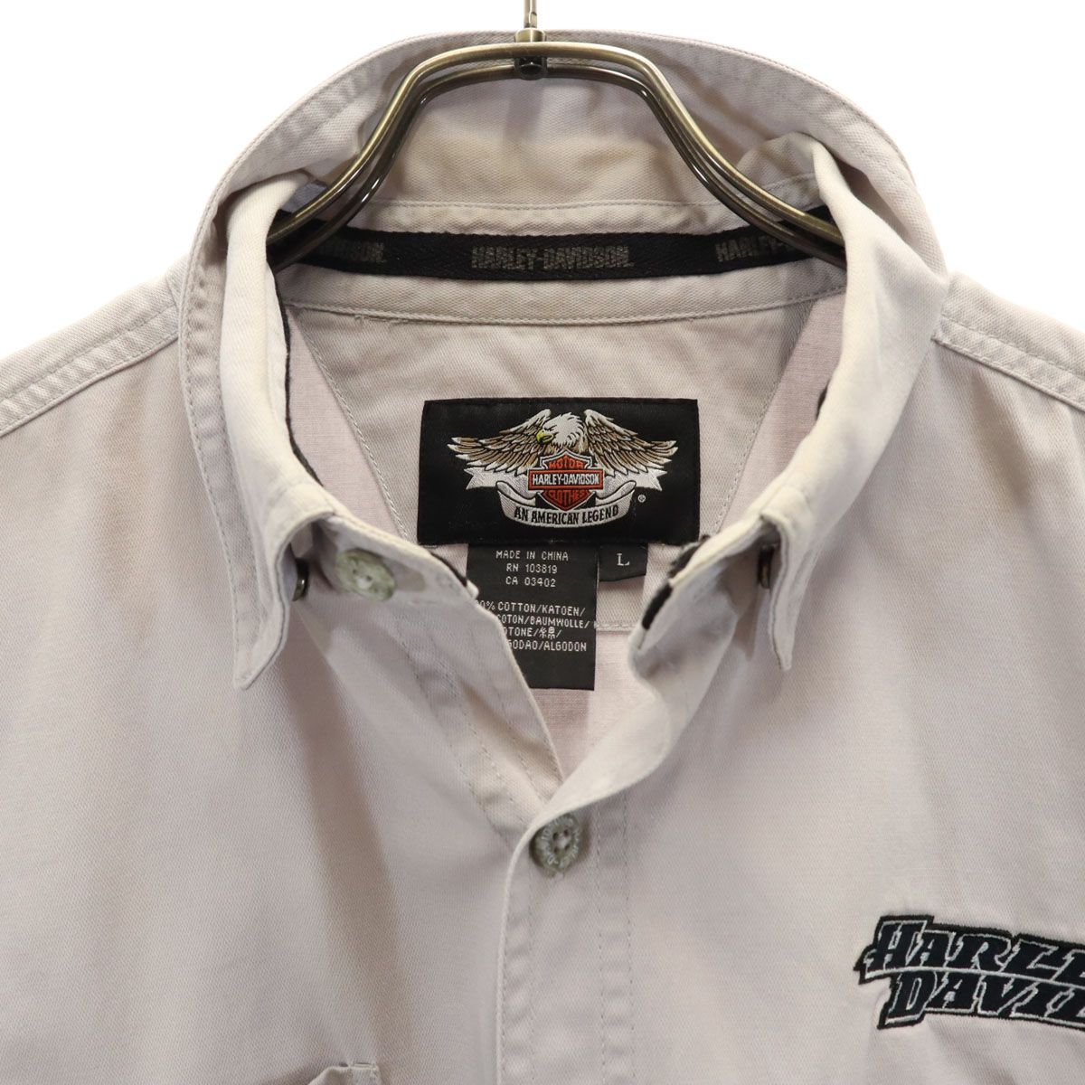 ハーレーダビッドソン 刺繍ロゴ ボタンダウン シャツ ブラック XL 古着 HARLEY DAVIDSON ハーレーダビッドソン バックロゴ刺繍 ベスト L