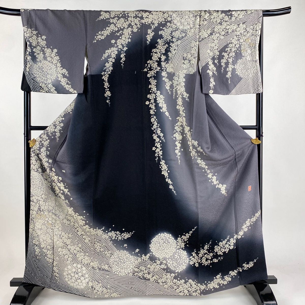 訪問着 身丈165.5cm 裄丈66cm M 袷 滝泰 落款 花 波 絞り