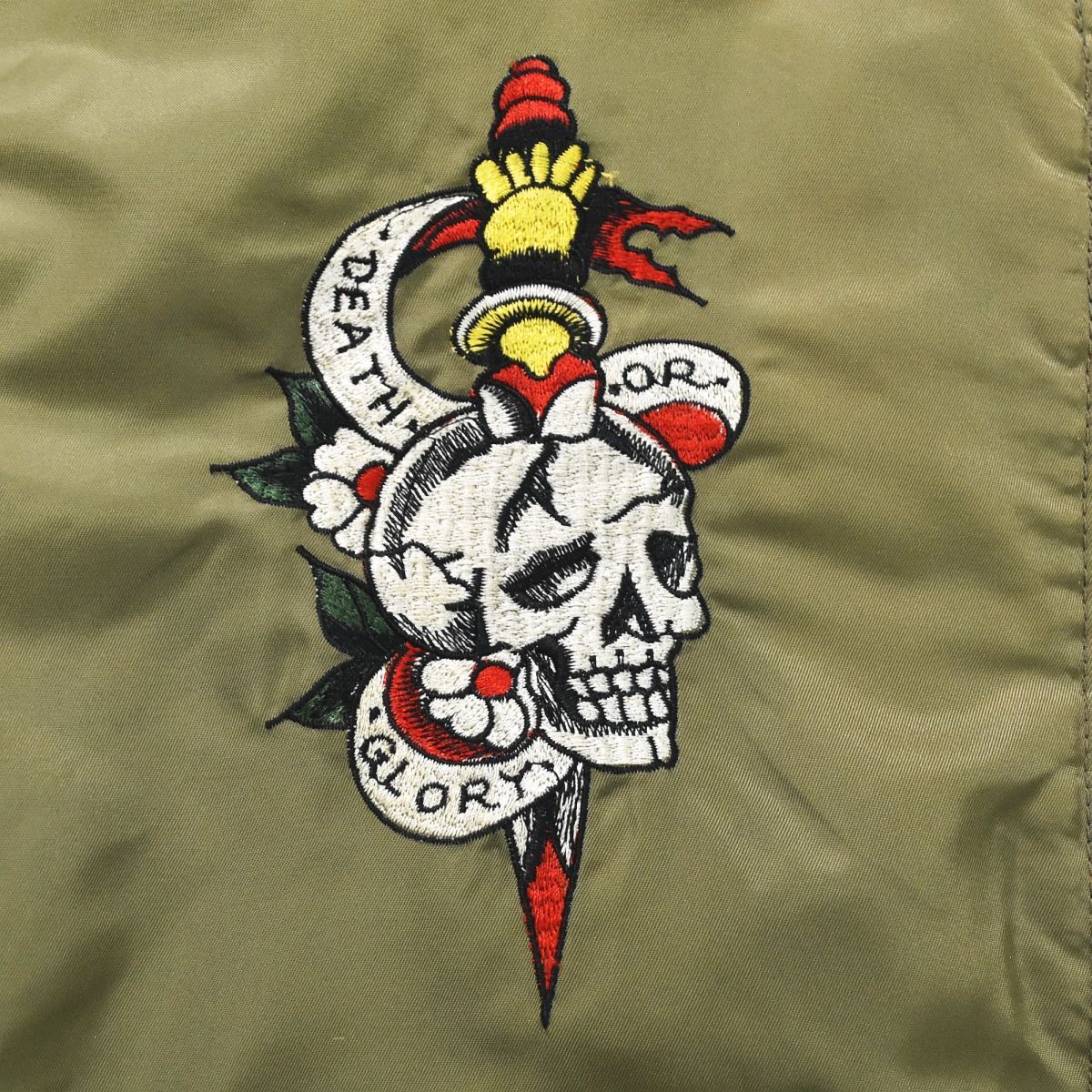 豪華】 エドハーディー Ed Hardy ワッペン スカル刺繍 MA-1 フライト 