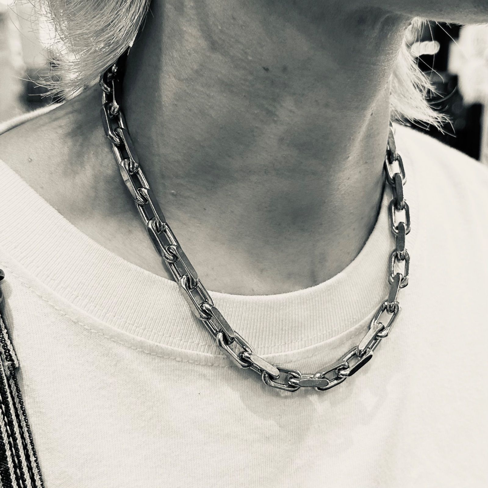 角あずきチェーン 40cm 幅8mm サージカルステンレス 316L 金属 