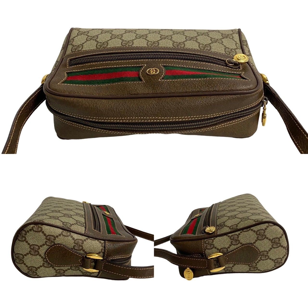 ほぼ未使用 保存袋付 GUCCI グッチ オールドグッチ シェリーライン GG ロゴ 金具 レザー 本革 ミニ ショルダーバッグ ブラウン 56569  - メルカリ