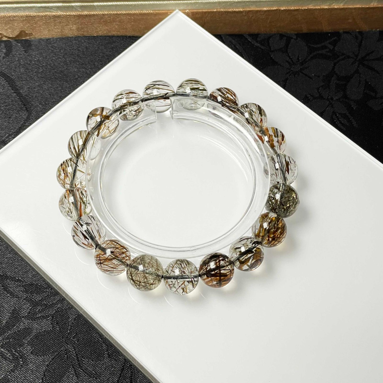 EU製 ゴールドスーパーセブン パワーストーン ブレスレット 天然石 原石 お守り プレゼント 10.1-10.6mm ZB9414