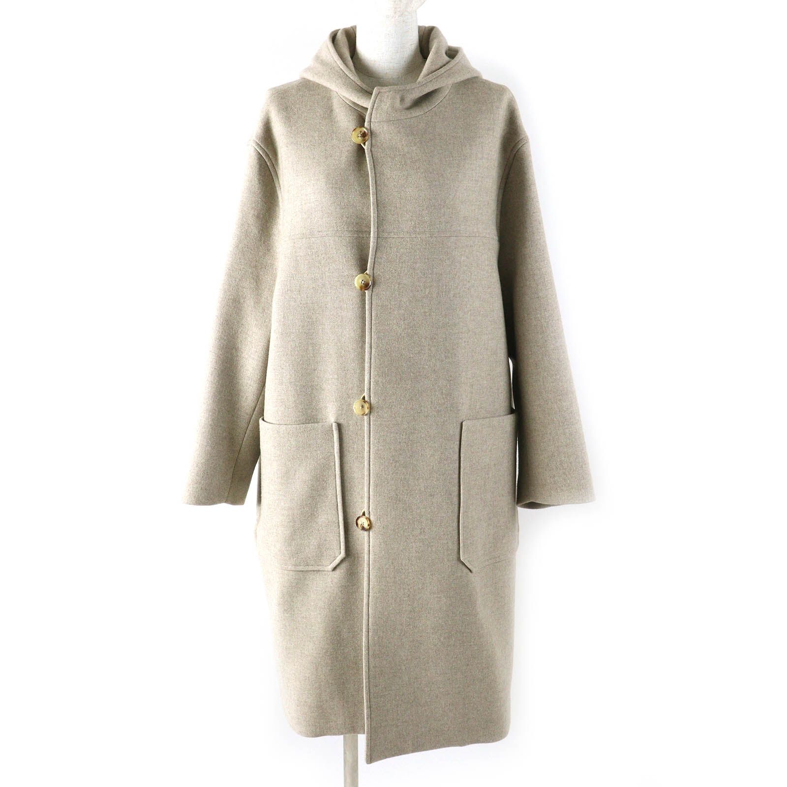 △AURALEE オーラリー 20AW A20AC03LM LIGHT MELTON HOODED COAT ライトメルトンフーデットコート ウール100％ ベージュ 0 レディース