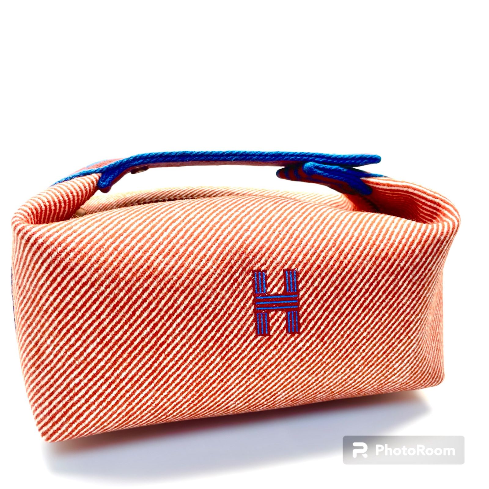 -内側にパッチポケット3つ未使用品　HERMES/エルメス　ブリッドアブラック PM　ポーチ　オレンジ系