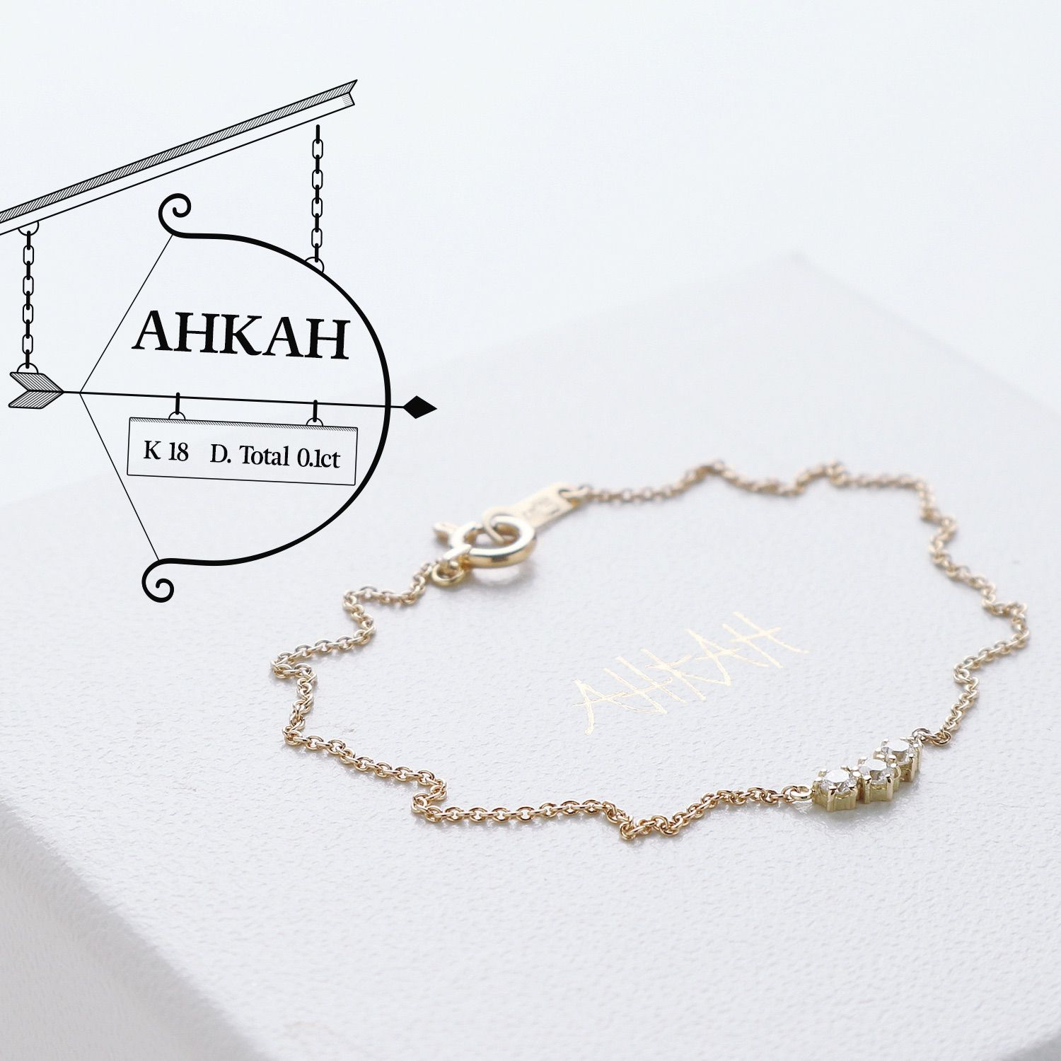 □売れ筋ランキング□ 美品 AHKAH ダイヤモンド付ゴールド18金