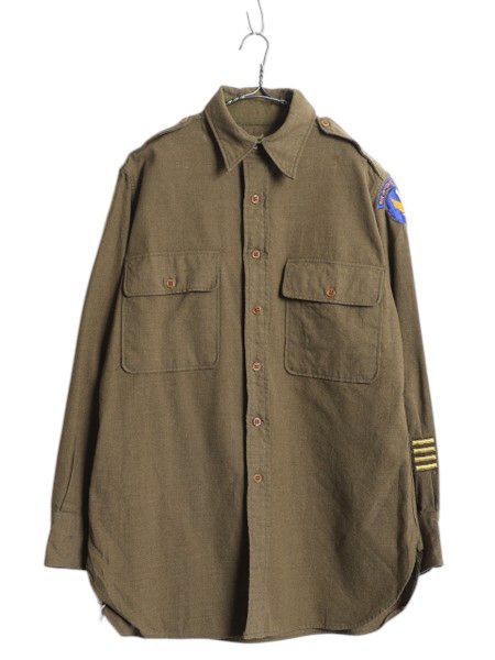 40s 米軍実物 US AIR FORCE ウール オフィサー シャツ メンズ M 程/ ヴィンテージ ミリタリー アーミー マチ付き 軍物 大戦 WW2 ワッペン お得なクーポン配布中!】 40s 米軍実物 US AIR FORCE ウール