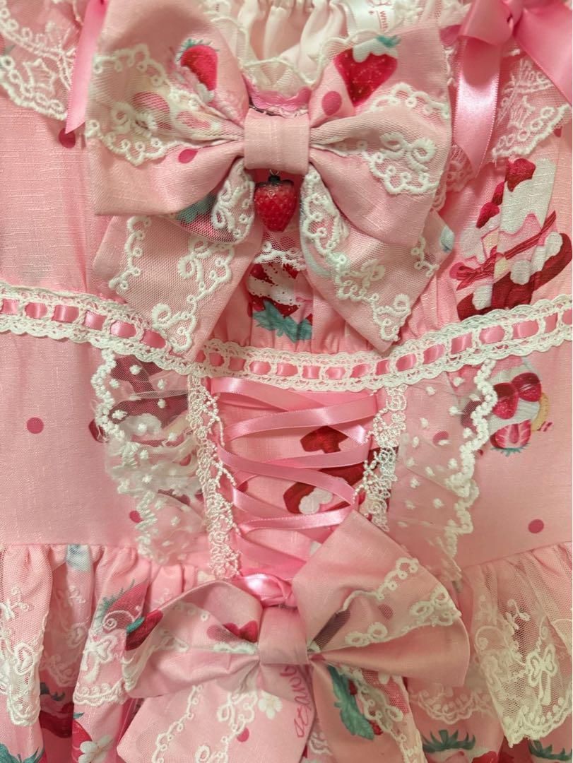 苺パフェ】イチゴ ロリータドレス リボン 可愛いゴスロリ 森
