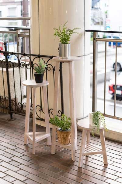 天然木 ミンディ のプランターベース 花台 Ｍサイズ W28×D28×H65cm No.922 ホワイト NEXPOTALLINN_EU