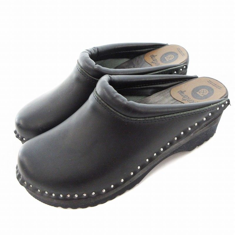 トロエントープ TROENTORP CLOGS サボ サンダル レザー 38 黒