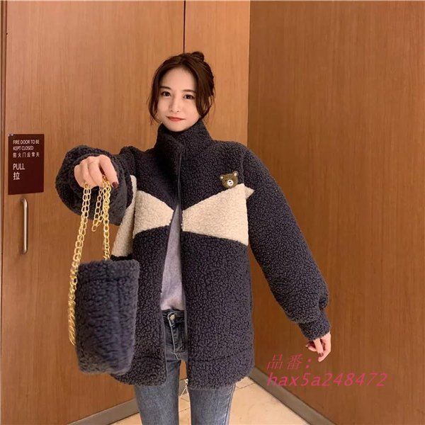 NOVESPAZIO ブルーフォックス襟付きウールコート NOVESPAZIO ブルー