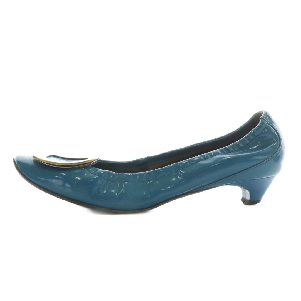 Roger Vivier ロジェヴィヴィエヴァラ エナメル チャンキーヒール　青 ロジェヴィヴィエ ROGER VIVIER パンプス エナメル ラウンドトゥ