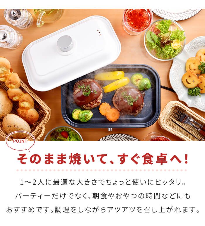 グリルプレート 温度調整機能付き ミニホットプレート 小さい 電気ホットプレート 平面プレート