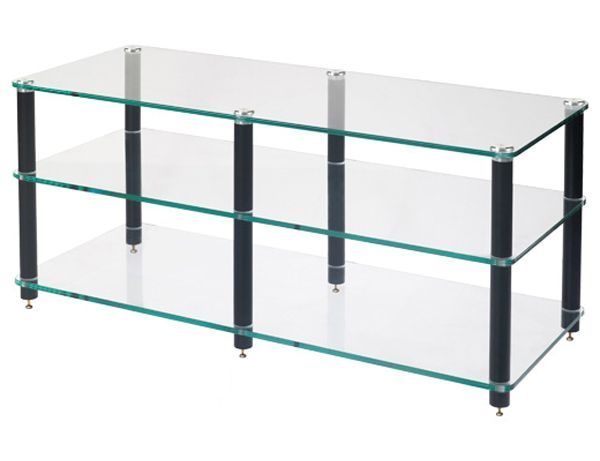 AV03GB 棚板クリアガラス 支柱ブラックオーディオラック 支柱長変更可 AV03Gシリーズ Sound Magic サウンドマジック