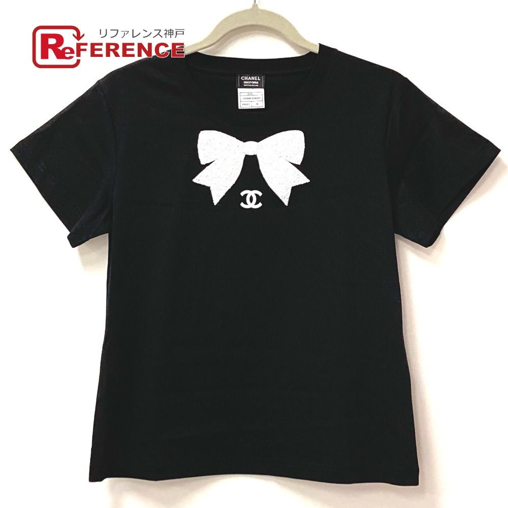CHANEL シャネル 半袖Ｔシャツ りぼん リボン CC ココマーク ロゴ スパンコール コットン ブラック