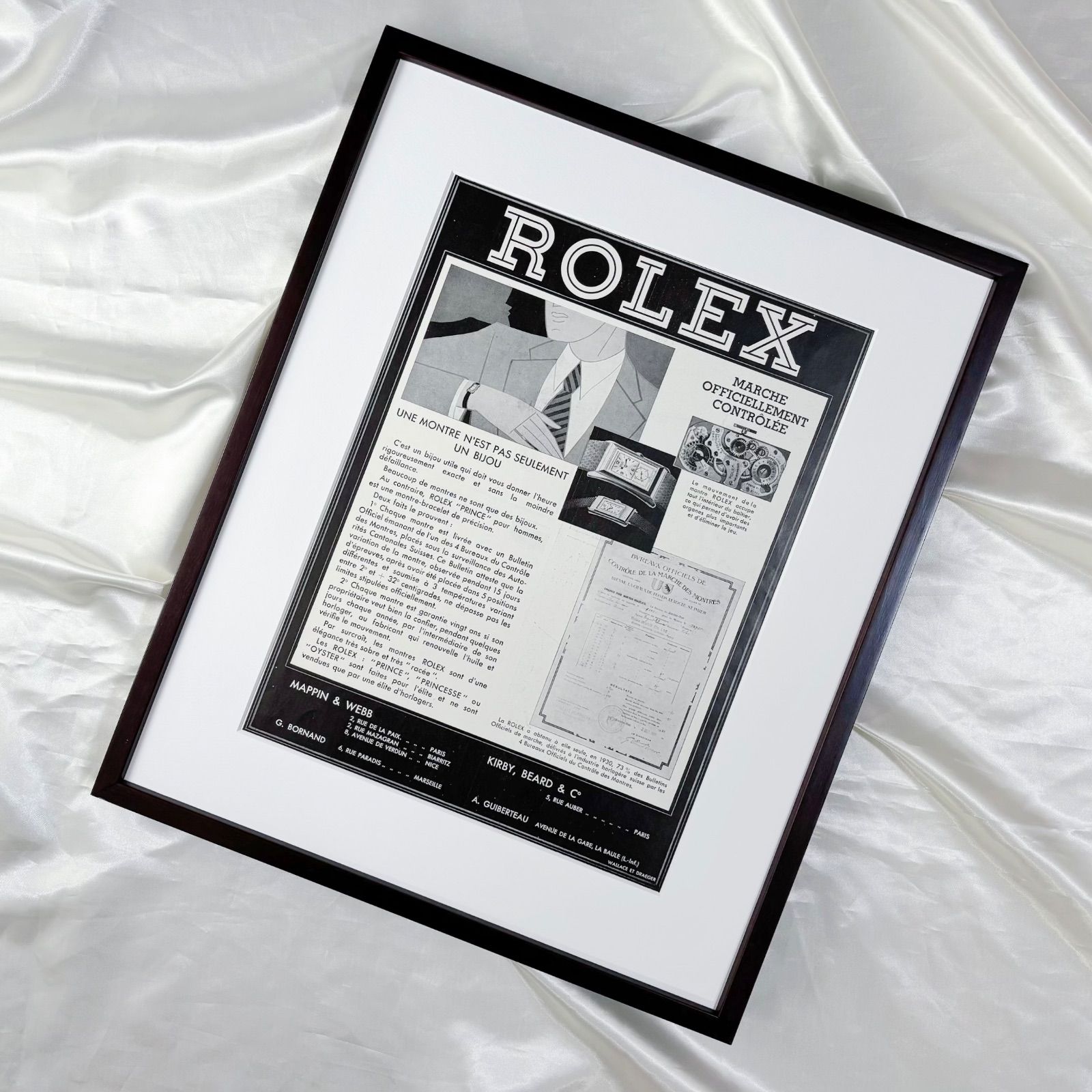 1932 広告 Rolex ロレックス ポスター ヴィンテージ アートポスター フレーム付き 額縁 インテリア モダン おしゃれ かわいい 壁掛け ポップ レトロ モノトーン