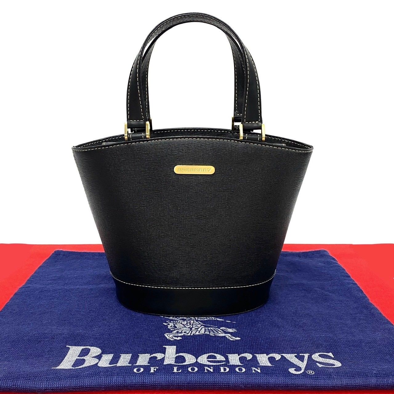 未使用保管品 希少品 BURBERRY バーバリー ロゴ 金具 ノバチェック レザー 本革 ハンドバッグ ミニ トートバッグ ブラック 18569 -  メルカリ