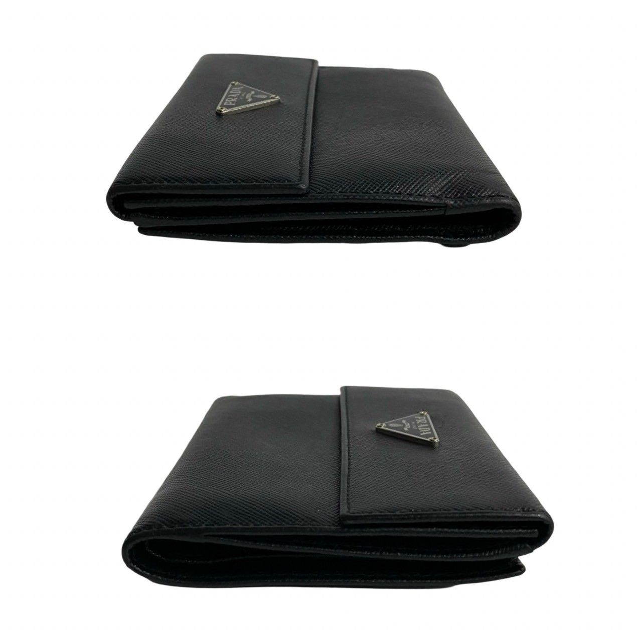 ほぼ未使用品箱・カード付きPRADA プラダ折り財布サフィアーノ黒