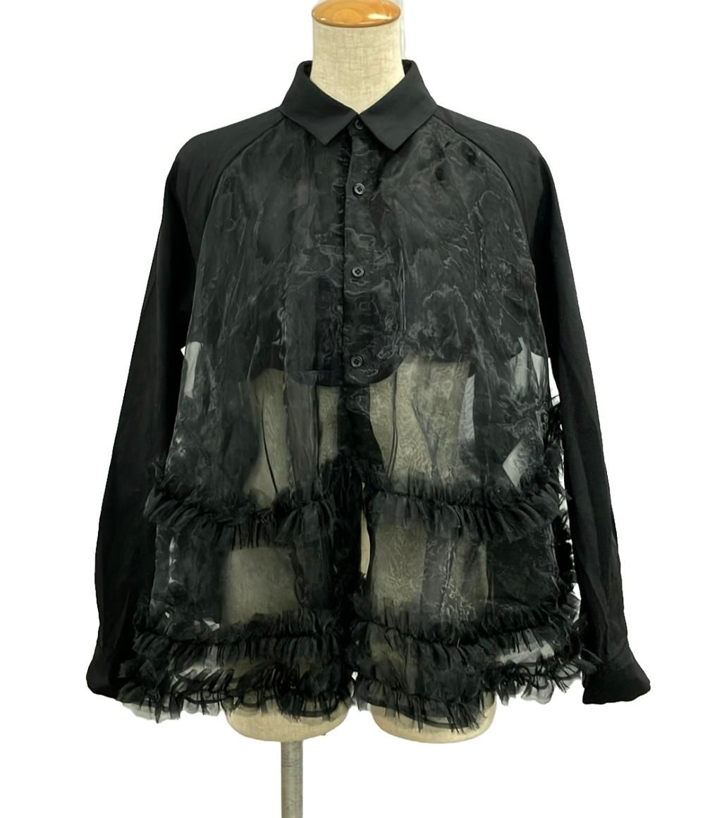【美品】  noir kei ninomiya / ノワールケイニノミヤ | 2024SS | フリル 丸襟 シャツブラウス | S | ホワイト/ブラック | レディース 美品】 noir kei ninomiya / ノワールケイニノミヤ | 2024SS