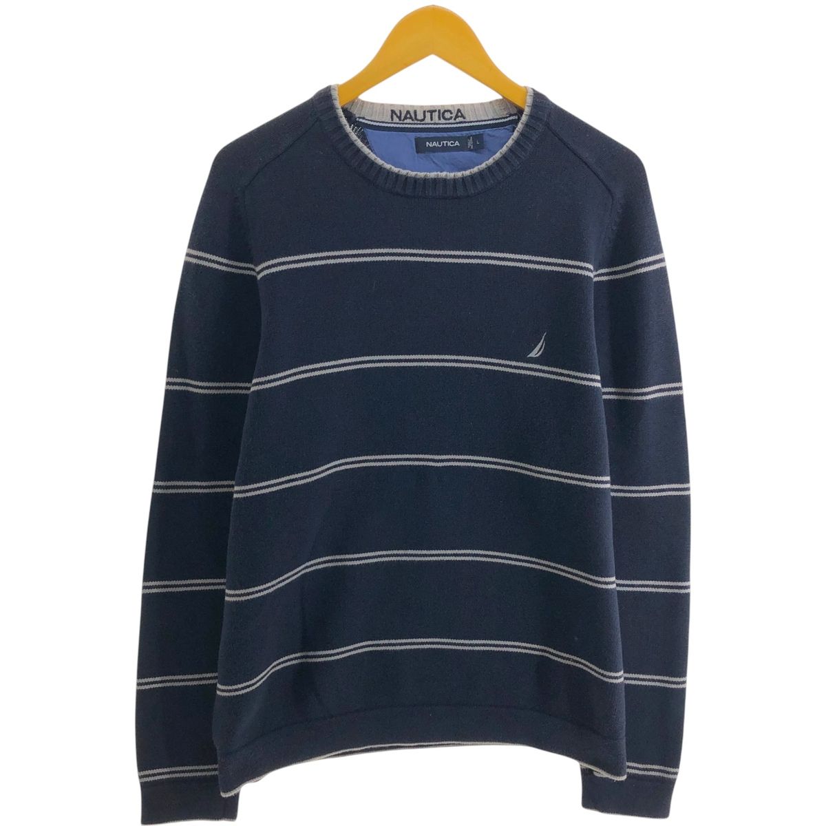 古着 ノーティカ NAUTICA ボーダー柄 コットンニットセーター メンズL相当/eaa399578