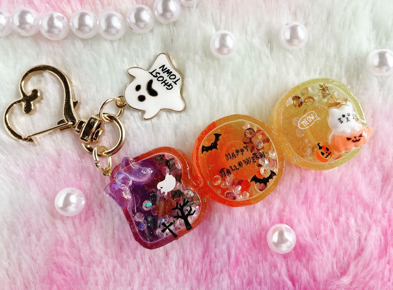 レジン♡シャカシャカ♡キーホルダー♡ハロウィンBOO