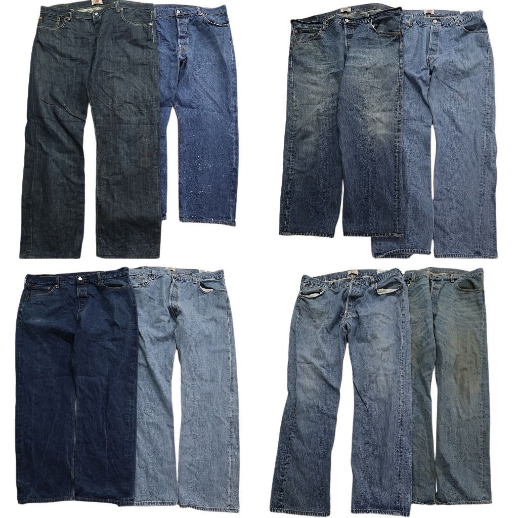 古着卸 まとめ売り リーバイス 501 デニム パンツ 8枚セット (メンズ 42 /40 ) インディゴブルー アメカジ フェード 中古 古着 MY6949