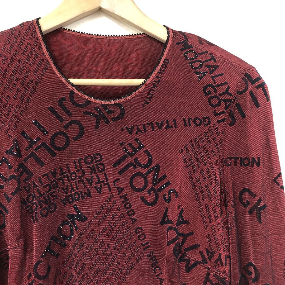 伊太利屋ピンクジャケット ジップアップ ラインストーン la moda goji