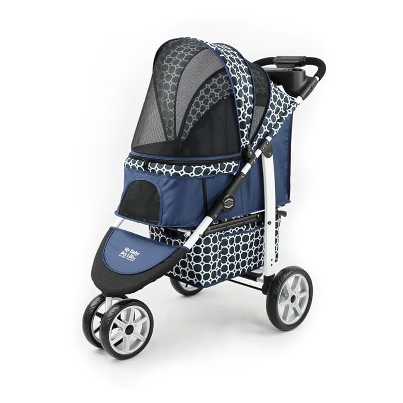 My Baby Pet Life 折りたたみ ペットカート 広い視界×立ち上がれる広々スペース 操作しやすい3輪 耐荷重27kg EASY GO! 軽量コンパクト ブルー 0