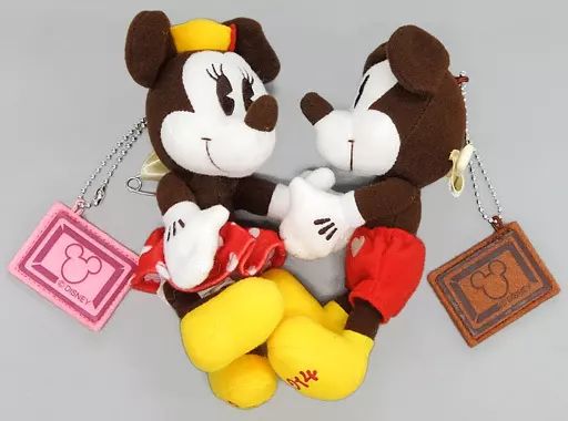 中古】ぬいぐるみ ミッキーマウス＆ミニーマウス ぬいぐるみバッジ