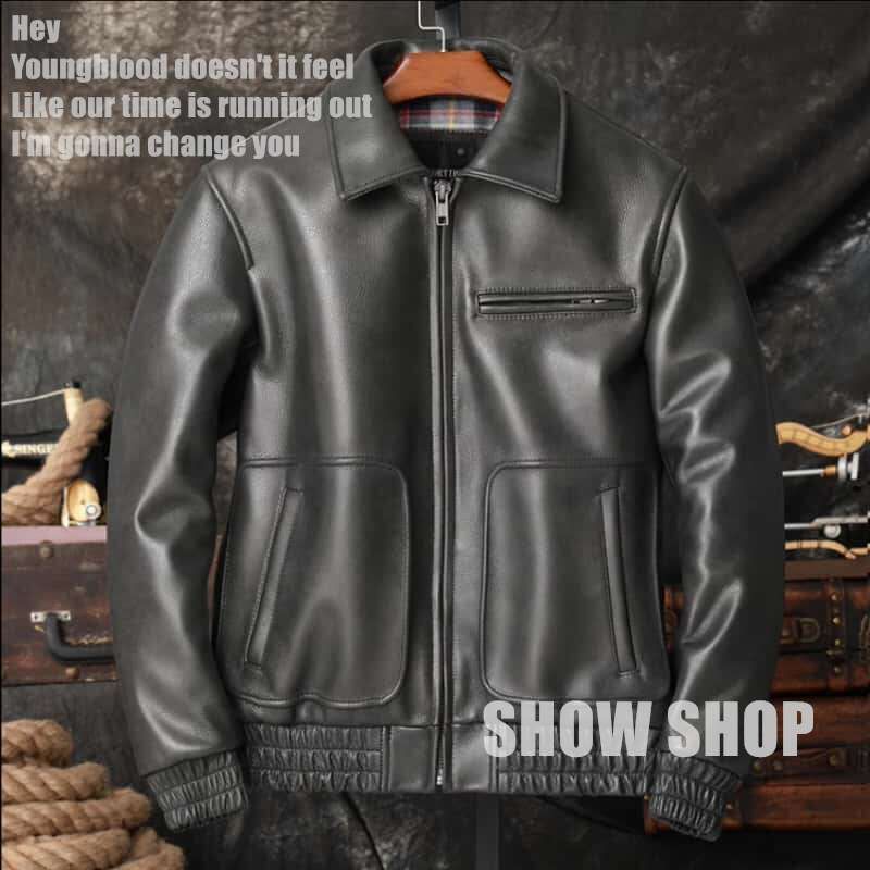 上質 メンズ レザー ジャケット カウハイド 牛革 復刻40's