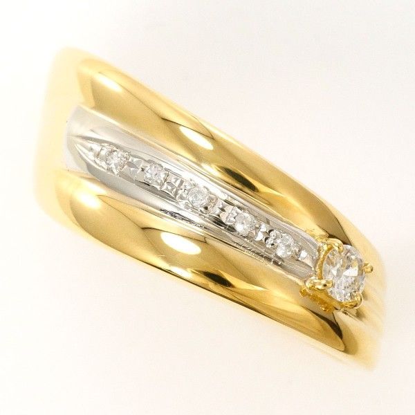 PT900 K18YG リング RING 指輪 13号 ダイヤ 0.12 カード鑑別書 総重量約5.2g