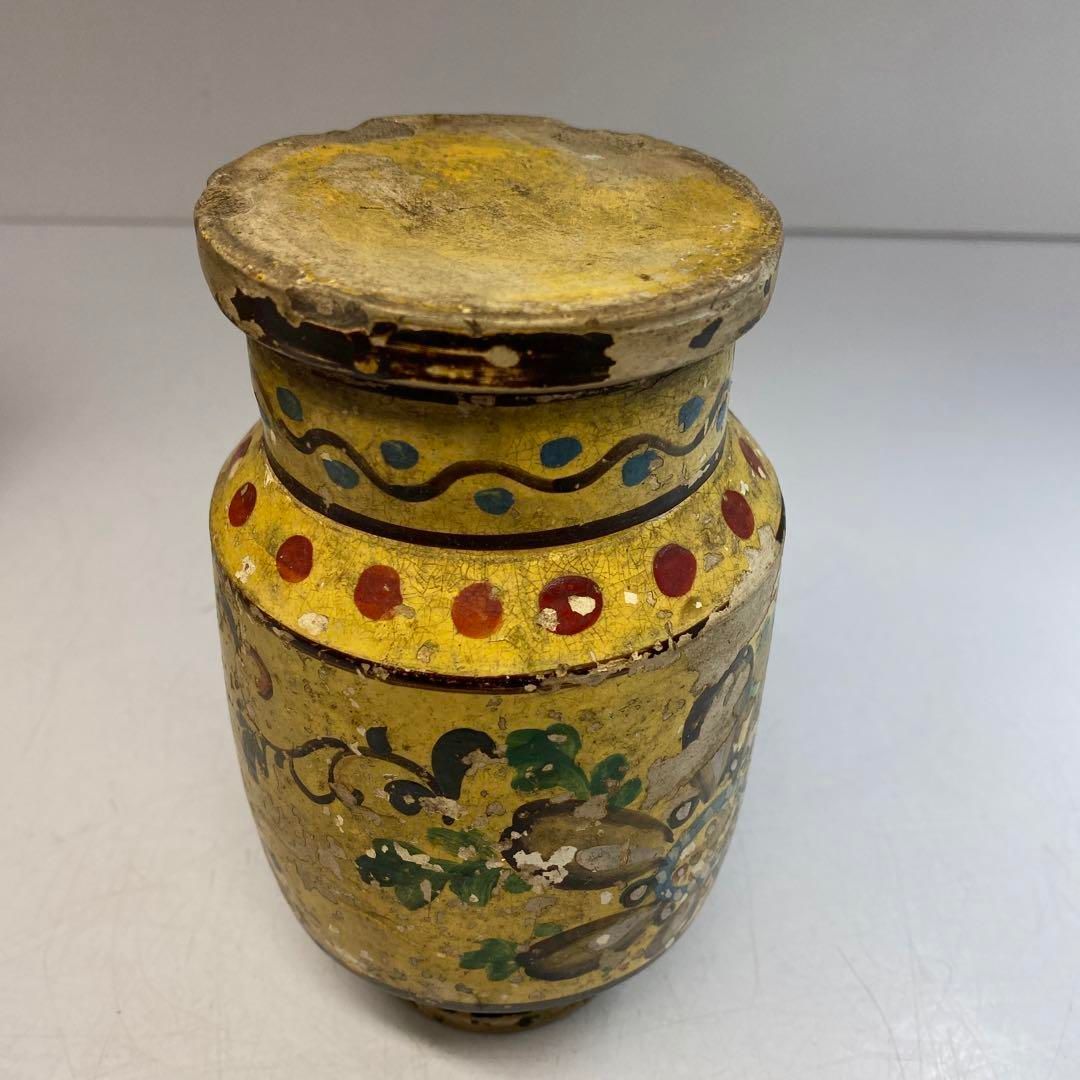 古代 ペルシャ 彩色陶器花入 木箱付 高さ16㎝ 東Y6-0523①タトチ