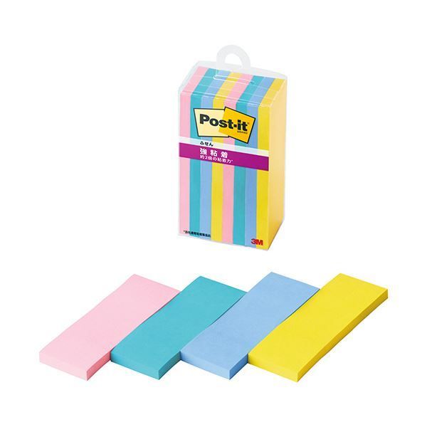 3Mポスト イット 強粘着ふせん マルチ 3 75×25mm 4色 500SS-MC-3N1セット 80冊 8冊×10パック