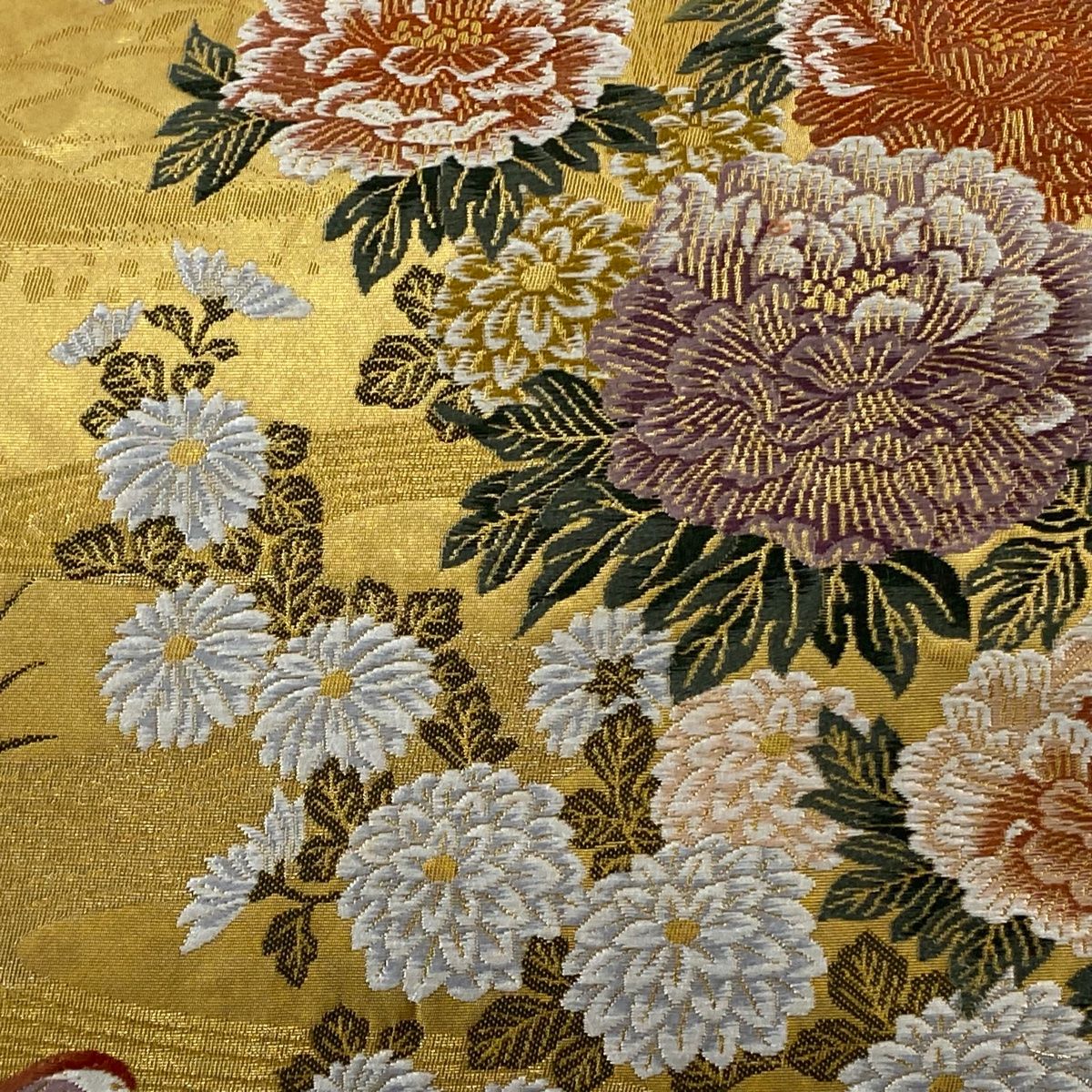 袋帯　六通　牡丹　ゴールド　美品 袋帯 美品 秀品 牡丹 鴛鴦 箔 金色 六通 正絹 【中古】 - メルカリ