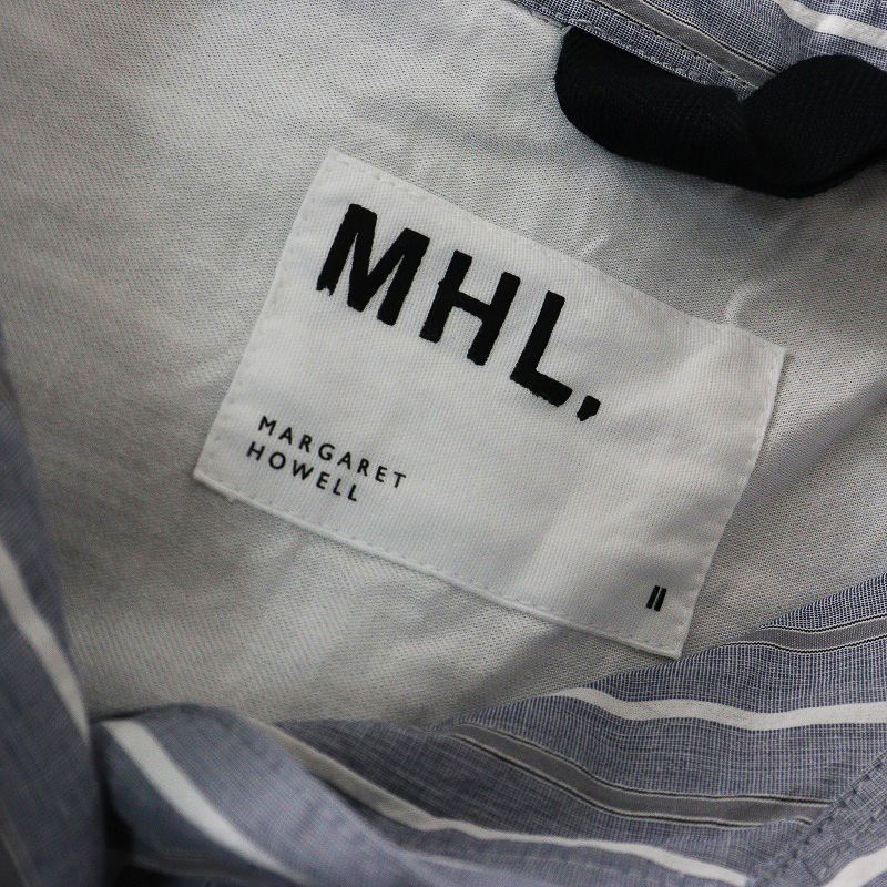 [美品] MHL. エムエイチエル マーガレットハウエル ブラウスM ストライプ マーガレットハウエルMHL☆ストライプ プルオーバーシャツ