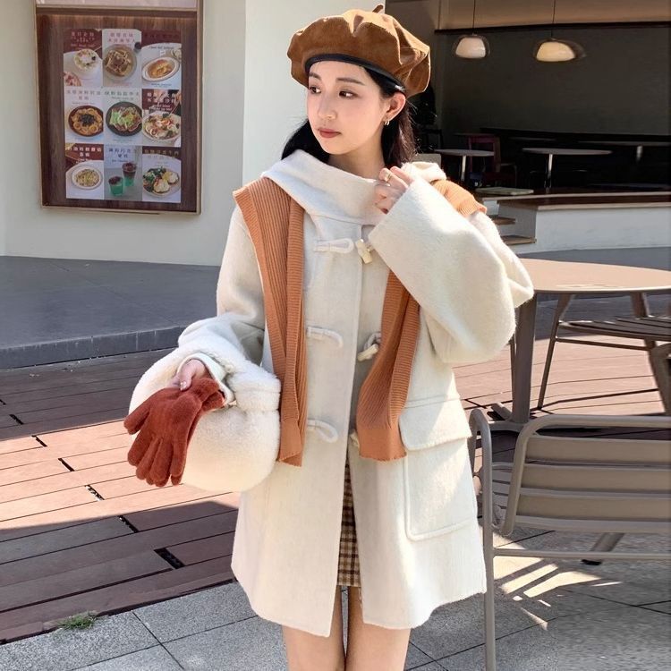 ダッフルコート レディース コート ウールコート フード付き 保温 防寒 アウター ダッフル ショート丈 シンプル カジュアル 通勤 大人 無地 かわいい 暖かい 高校生 中学生 通学 学院風 クリスマス プレゼントnuanta10 DZ30