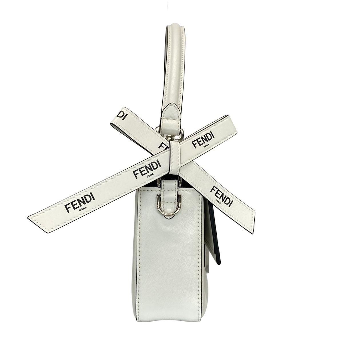 FENDI フェンディ ハンドバッグ マンマバケット 8BR600 白×黒 MARC JACOBSコラボ レザー