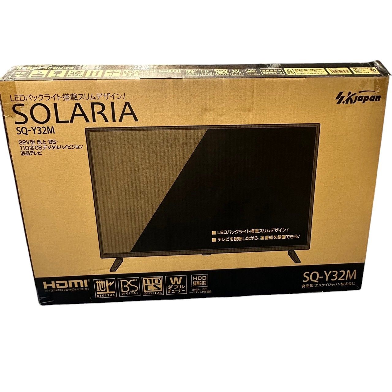 【新品・未使用】SKジャパン SOLARIA SQ-Y32M 32インチテレビ 新品32v型液晶TV 2023年製 SKJAPAN SQ-Y32M 高さ(H)73×幅 (W)48× 奥行