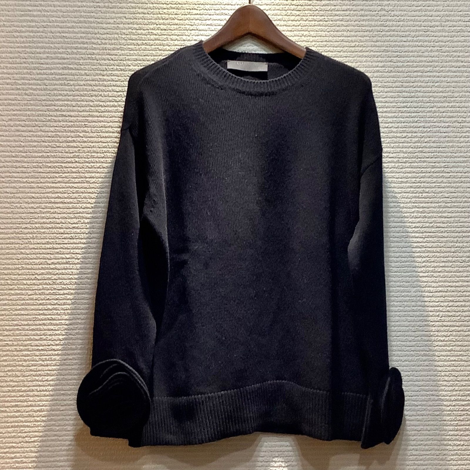 24AW ヴァレンティノ LE NOIR WOOL JUNPER コサージュ ジャンパー ニット セーター プルオーバー 黒 ブラック XS レディース B414