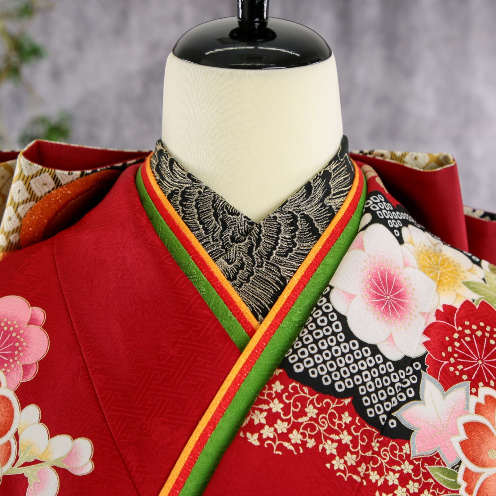 振袖フルセット 振袖セット 振袖 Lサイズ 中古 赤×新古典 美品 成人式 