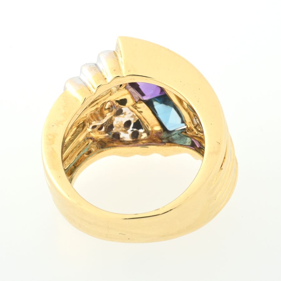 K18 アメジスト ブルートパーズ リング D=0.21ct #10 【中古】 商品番号 B-113502 K18 アメジスト ブルートパーズ リング #10 B-113502