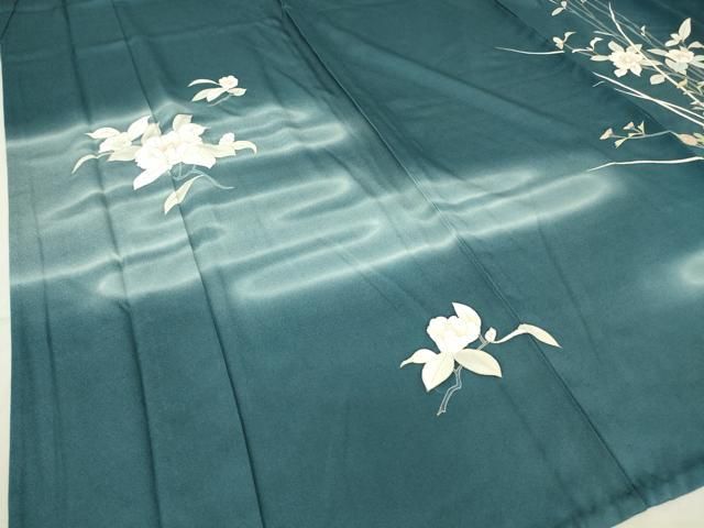 平和屋着物▽訪問着 単衣 霞草花文 暈し染め 金彩 正絹 逸品  