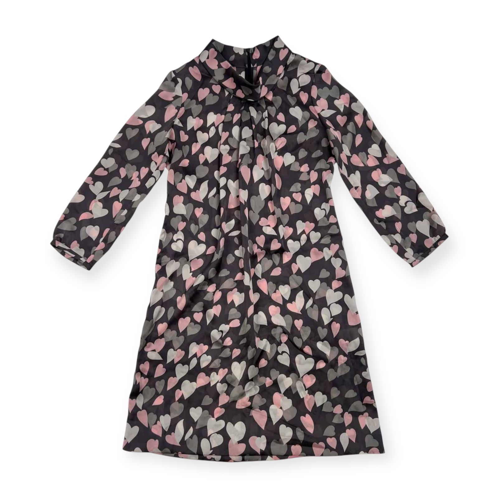 HANAE MORI カシュクール風ワンピ 黒白 葉柄 サイズ3 美品 秋にも HANAE MORI カシュクール風ワンピ 黒白 葉柄 サイズ3 美品 秋に